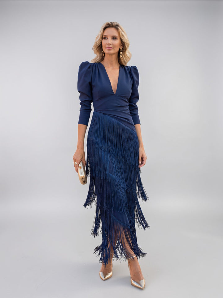 SOFÍA | VESTIDO ELEGANTE CON FLECOS