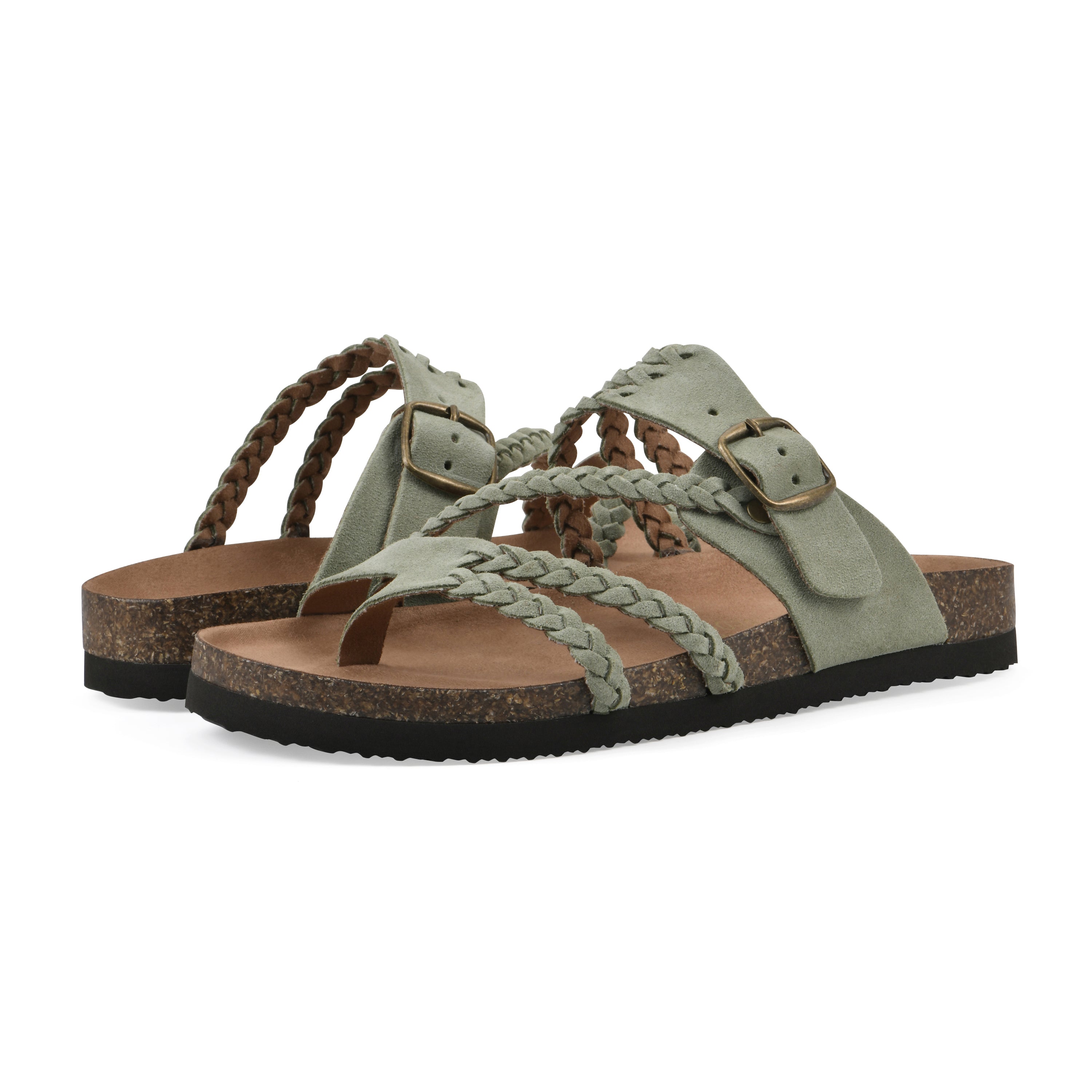 Sandalias Mujer Tiras Trenzadas Hebilla Ajustable Separador de Dedos Plantilla Anatómica Nueve Colores