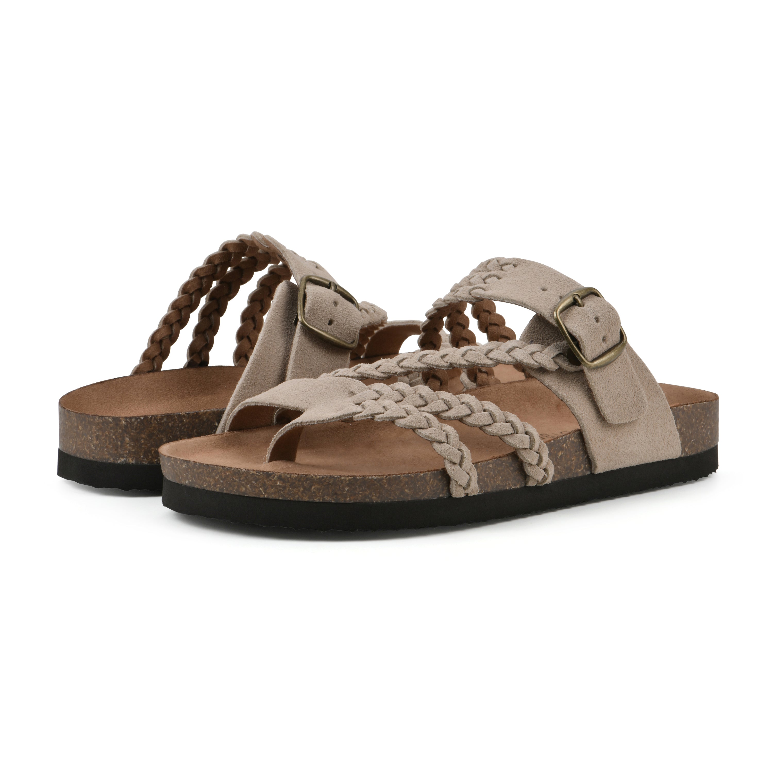 Sandalias Mujer Tiras Trenzadas Hebilla Ajustable Separador de Dedos Plantilla Anatómica Nueve Colores