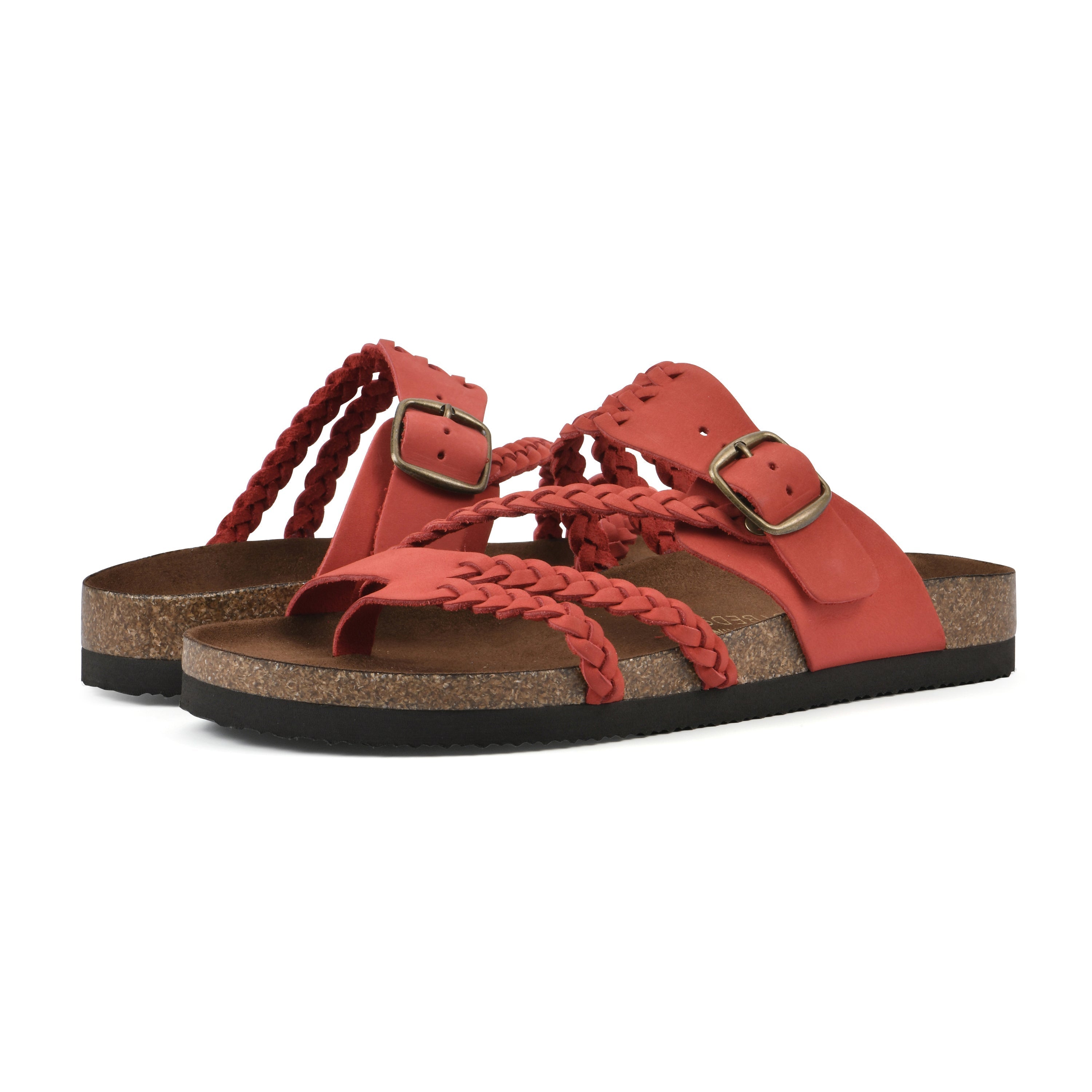 Sandalias Mujer Tiras Trenzadas Hebilla Ajustable Separador de Dedos Plantilla Anatómica Nueve Colores