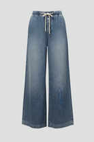 Button fly wide leg jeans for women