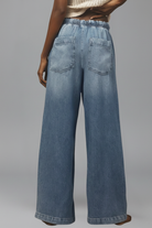 Button fly wide leg jeans for women