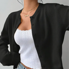 Cropped crew neck cardigan in white, black, light blue, red, yellow and gray for women
