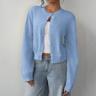 Cropped crew neck cardigan in white, black, light blue, red, yellow and gray for women