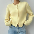 Cropped crew neck cardigan in white, black, light blue, red, yellow and gray for women