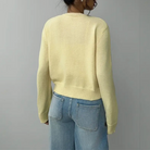 Cropped crew neck cardigan in white, black, light blue, red, yellow and gray for women