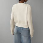 Cropped crew neck cardigan in white, black, light blue, red, yellow and gray for women