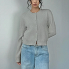 Cropped crew neck cardigan in white, black, light blue, red, yellow and gray for women