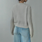 Cropped crew neck cardigan in white, black, light blue, red, yellow and gray for women