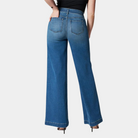Pintuck flare wide leg jeans for women