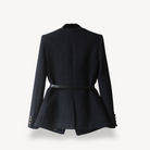 Belted tweed military peplum blazer for women