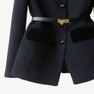 Belted tweed military peplum blazer for women