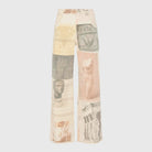 Collage print wide leg jeans for women