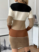 Colourblock bodycon sweater dress for women