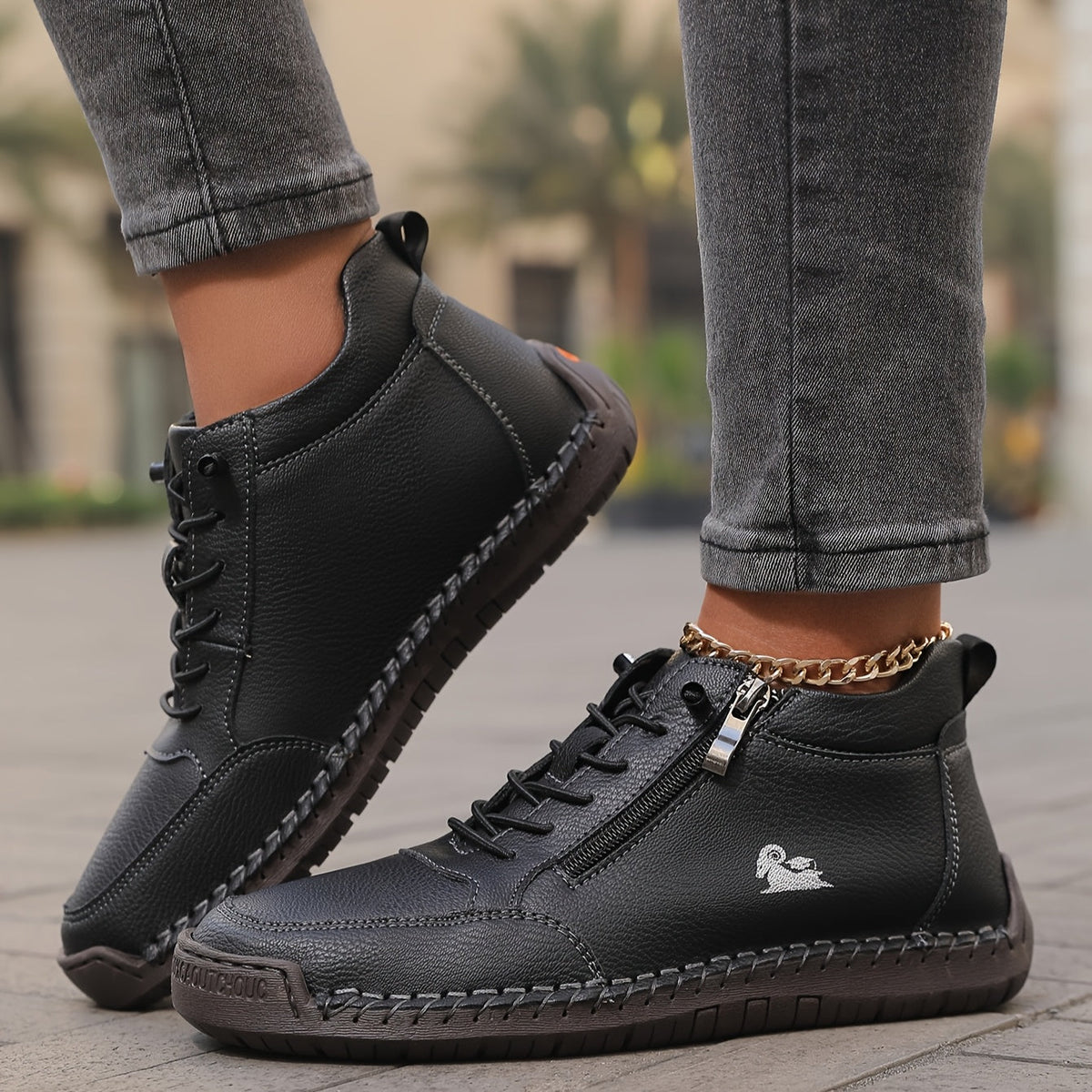 Side-zip ankle sneakers for women