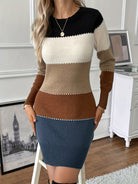 Colourblock bodycon sweater dress for women