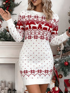 Fair Isle reindeer Christmas sweater dress for women