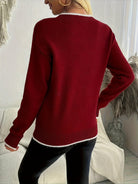 Snowflake Christmas sweater in burgundy, grey and black for women
