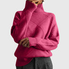 Oversized turtleneck sweater in rose for women