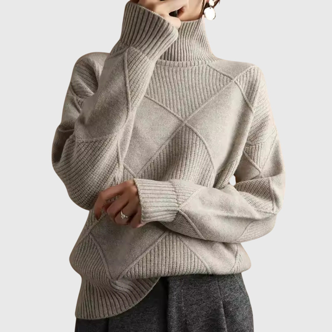 Oversized turtleneck sweater in gray for women