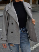 Notched lapel pea coat for women