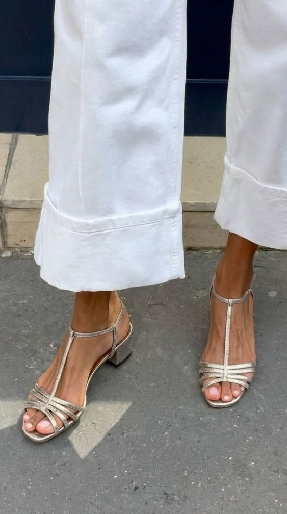 Tacones metalizados plata