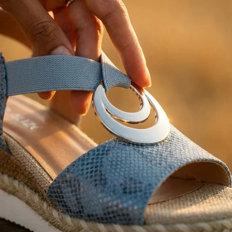 Sandalias Mujer Cuña de Corcho Correa Elástica Suela Antideslizante Transpirables Verano Ocho Colores