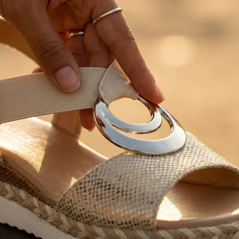 Sandalias Mujer Cuña de Corcho Correa Elástica Suela Antideslizante Transpirables Verano Ocho Colores