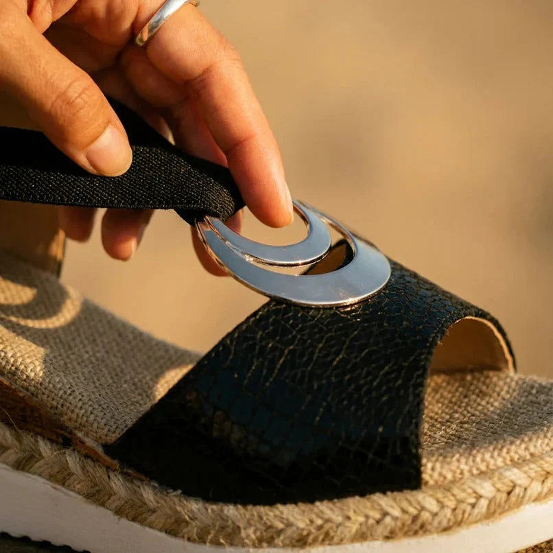 Sandalias Mujer Cuña de Corcho Correa Elástica Suela Antideslizante Transpirables Verano Ocho Colores