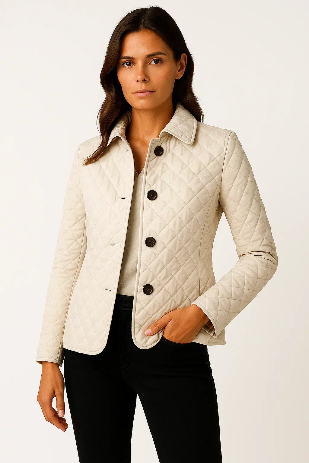 Diamond quilted jacket for women