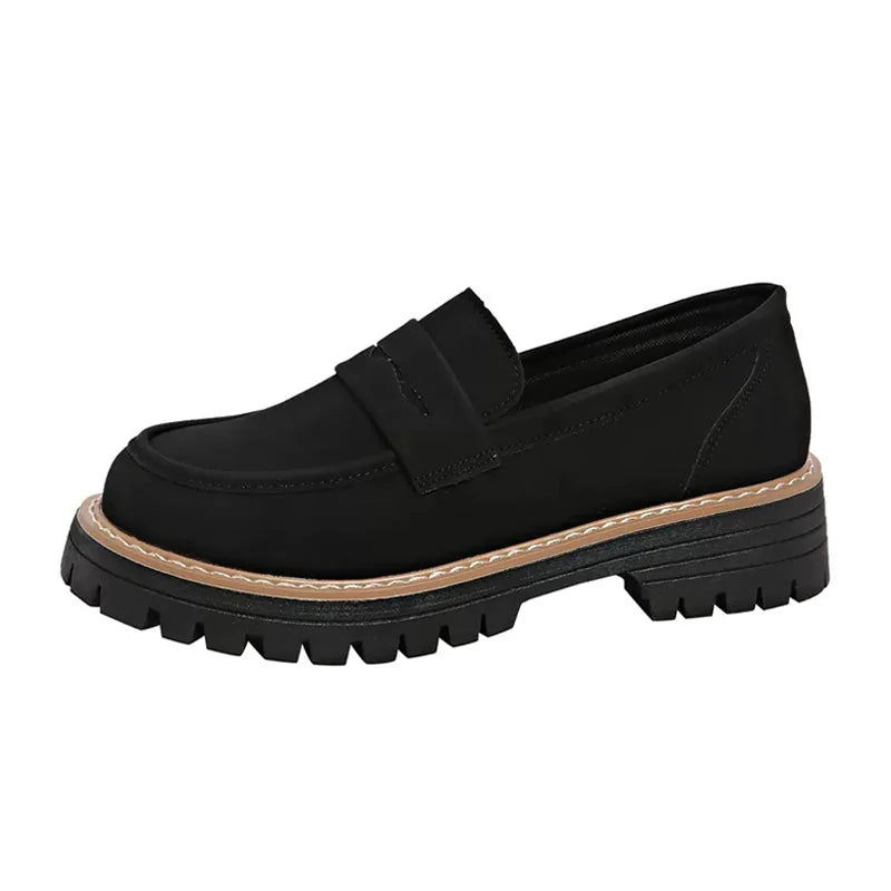 Wide fit suede-look chunky loafers for women