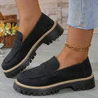 Wide fit suede-look chunky loafers for women