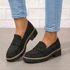 Wide fit suede-look chunky loafers for women