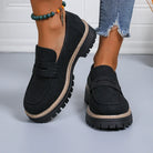 Wide fit suede-look chunky loafers for women