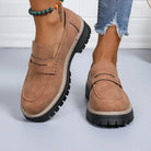 Wide fit suede-look chunky loafers for women