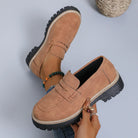Wide fit suede-look chunky loafers for women