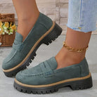 Wide fit suede-look chunky loafers for women