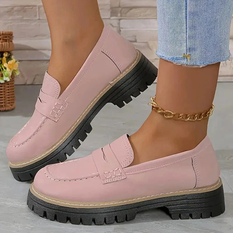 Wide fit suede-look chunky loafers for women