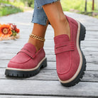 Wide fit suede-look chunky loafers for women