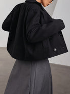 Structured cropped pea coat for women