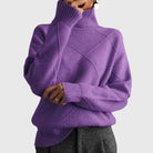 Oversized turtleneck sweater in violet for women