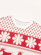 Red and white snowflake Christmas pajama set for women