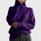 Oversized turtleneck sweater in purple for women