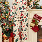 Candy cane Christmas pajama set in white for women