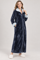 Zip-up fleece robe for women