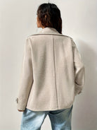 Oversized cuffed pea coat for women