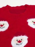 Red Christmas sweater with Santa print for women