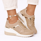 Wedge sneakers in beige for women