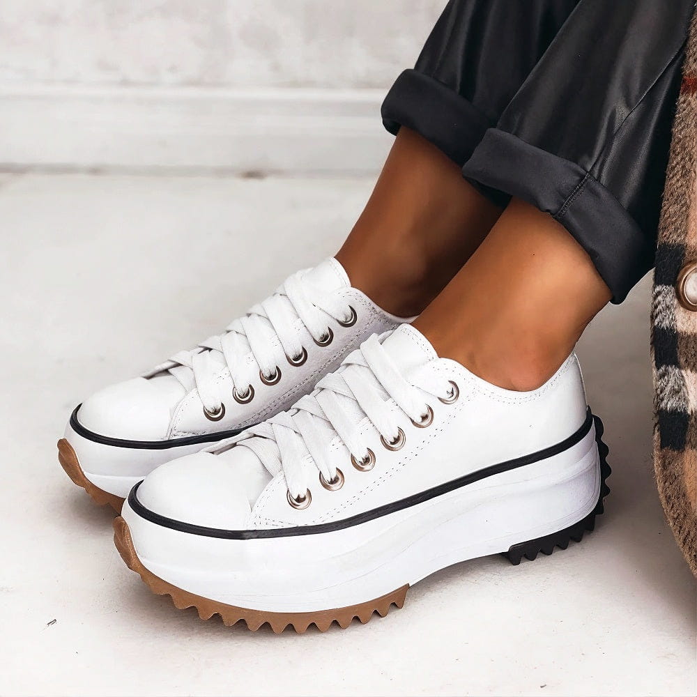 Ridged sole platform sneakers for women