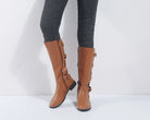 Buckle knee-high riding boots for women